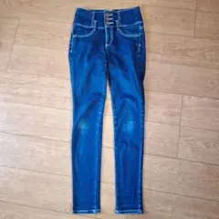 ダークブルー ハイウエスト スキニーデニム Sサイズ