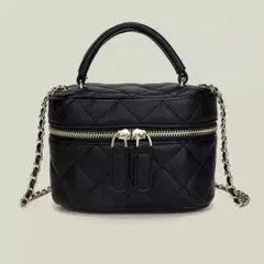 ブラックキルティングショルダーバッグ バニティバッグ チェーンバッグ ミニバッグ