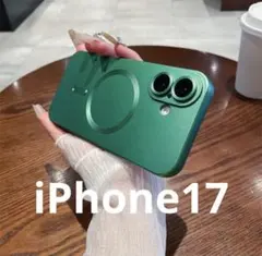 iPhone17スマホケース　MagSafeマグセーフ　レンズ保護　グリーン