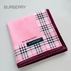 新品未使用✨バーバリー ハンカチ 大判 スカーフ ノバチェック ピンク 綿100