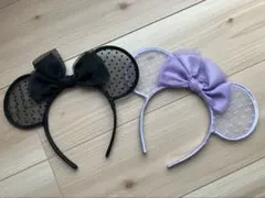 【美品】ミニー　カチューシャ　ドット　レース シアー 2個セット ディズニー夏