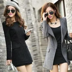 【早い者勝ち】テーラードジャケット/斜めファスナー/着痩せ