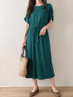 HK WORKS LONDON✨美シルエット切替ワンピース L グリーン