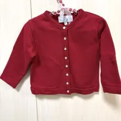 agnès b. 赤 ボタン付きカーディガン 2 ans