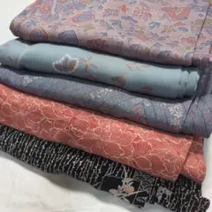 苺*Y様 正絹着物まとめ売り　5枚　正絹　小紋　リメイク　ハギレ　リサイクル