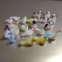 ガラス製小鳥と犬のフィギュアセット