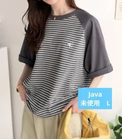 ラグラン配色ステッチボーダー胸刺繍TEE Javaのサムネイル