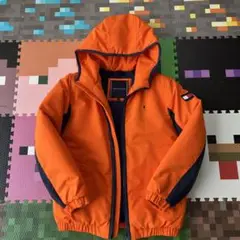 オレンジ ネイビー 中綿コート フード付き