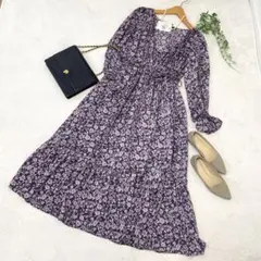 【新品未使用】w closet ロングワンピース　カシュクール 花柄　紫