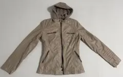 ライダースジャケット　ベージュ フード付きジャンパー