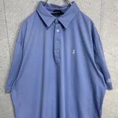 POLO GOLFラルフローレン　90s 刺繍ロゴ　ポロシャツ　ブルー半袖2XLのサムネイル