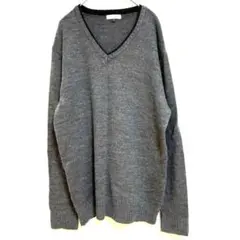 【a.v.v HOMME】リブ ニット セーター グレー Ｖネック メンズL