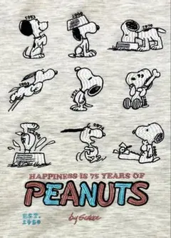 美品　スヌーピー　トレーナー　バックプリント　刺繍　ライトグレー　ユニセックス