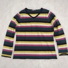 エルスポーツ ウールブレンド ボーダー柄 セーター XLサイズ