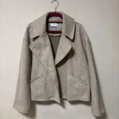 【ZARA /ザラ】ベージュ ボタン無しショート丈ピーコート Mサイズ