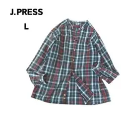 J.PRESS チェック 長袖シャツ チュニック L
