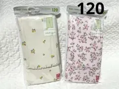 新品　ユニクロ　10分丈レギンス　パンツ　花柄　リブ　メロー　120㎝　2枚