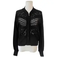 PREUVE レディース　ジャケット　ジップアップ　レース　黒　M