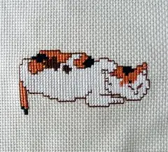 クロスステッチ　完成品　熊谷守一「猫」その２