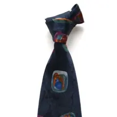 バジーレ BASILE ネクタイ ネイビーブルー カラフルな抽象柄 イタリア製