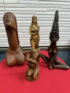 チ*ー様 アフリカンアート 木製彫刻 4点セット
