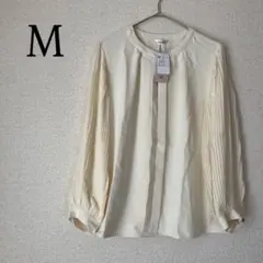 袖プリーツ 長袖 ブラウス フォーマル M アイボリー 洗濯可 トップス 入学式