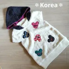 子供服 フード付きボアベスト☆ミッキーマウスモチーフ☆キッズ ベビー 韓国