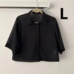 GU シアーシャツ　五分袖　ブラック　L