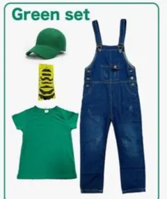 140❣️緑キッズ コスプレ 子供 オーバーオール 帽子 ひげ 仮装 ルイージ