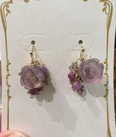 フローライト　薔薇　ピアス