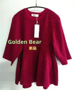 Golden Bear 赤黒ストライプ 五分袖ニット L 新品のサムネイル