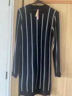 EMODA ストライプ柄 ニットミニワンピース ブラック F
