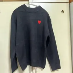 黒のハート刺繍ニットセーター XS