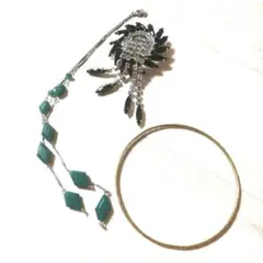 【ヴィンテージ】昭和レトロ 3点セット（ネックレス・ブローチ・バングル）