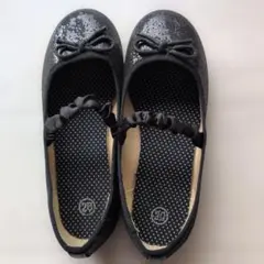 黒いリボン付きおしゃれ靴　20cm