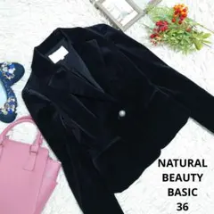 ♥NATURAL BEAUTY BASIC♥ジャケット（S）ブラック/ベロア