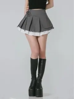 Darich ダブルレイヤードプリーツミニスカート GRY - メルカリ