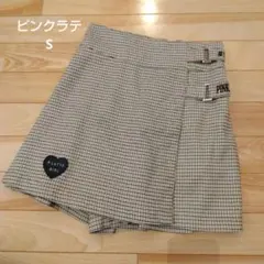 ピンクラテ　キュロット　スカート　S　150　160　チェック　秋冬