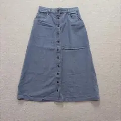 前ボタン付き デニム 風 ロング スカートのサムネイル