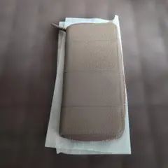 ボナベンチュラ 長財布 レザー シボ ラウンドジップ 箱付き グレージュ