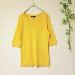 613 BANANA REPUBLIC イエロー からし色 五分袖ニットのサムネイル