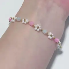 【B-182】小花のブレスレット♡ハンドメイド