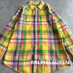 【美品】土日セール！ラルフローレン マドラスチェック ウエスタンシャツ　9号　M