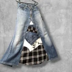 異素材MIX バックリボン❤デニム リメイクスカート