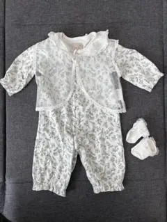 petit main 花柄ツーウェイ・ドレスオール 靴下付き