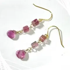 14kgfピンクトルマリンのピアス