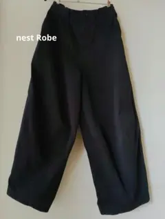 nest robe リネン100% サルエルパンツ ブラック ネストローブ ネストローブ☆nest Robe サルエルパンツ ドローコード リネン 洗える