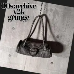 00s python leather one shoulder bag y2k