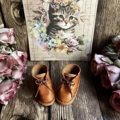 imda3.0ハンドメイドドール用レザーシューズ靴ビンテージブラウン幼SD