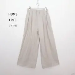 ハムズ|ハイウエストタックワイドパンツ【FREE】リネンブレンド ウエストゴム